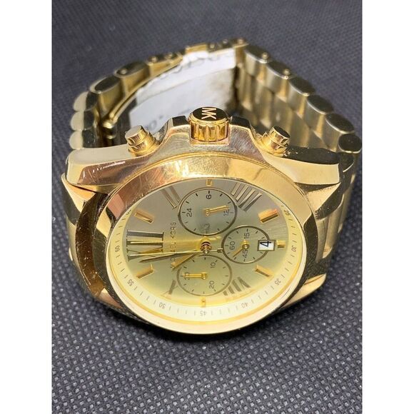 Michael Kors MK5605 Unisex Watch Chronograph Champagne Dial Stainless Steel O650 - Picture 4 of 8